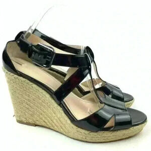 Calvin Klein 10 Emmah Patent Leather Espadrilles